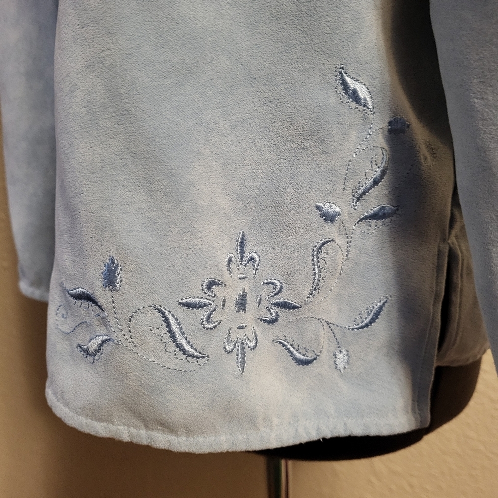 (relativity) Blue Brushed Longsleeve Button-Up Top Size Large - Picture 5 of 12